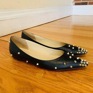 Kaitlyn Pan Spiky Skittle Studded Leather Flats Size 8.5 US